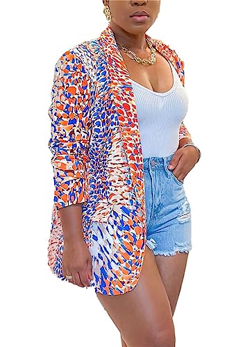 Women's Multicolor Open Front Casual Blazer