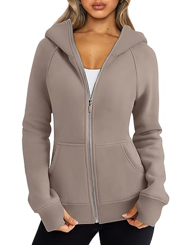 Trendy Oversized Fleece Zip Up Hoodie for Women