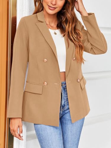 Womens Casual Long Sleeve Khaki Blazer Jacket