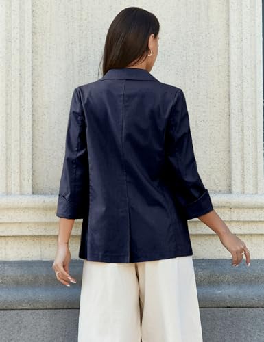 Navy Blue Linen Blazer Jacket for Women