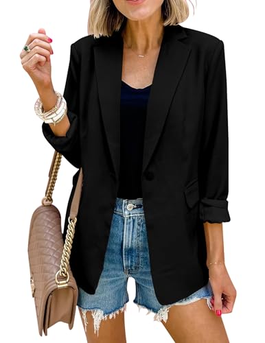 Women's Open Front Blazer Jacket with Pockets