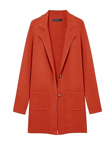 MEROKEETY Women's Casual Knit Blazer Jacket - Orange