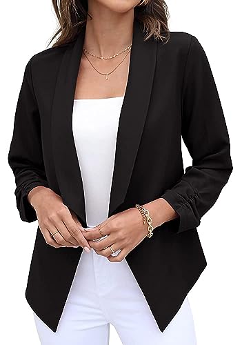 GRECERELLE Women's Cropped Blazer Jacket - Black