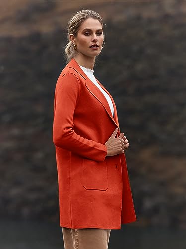 MEROKEETY Women's Casual Knit Blazer Jacket - Orange