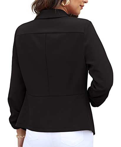 GRECERELLE Women's Cropped Blazer Jacket - Black