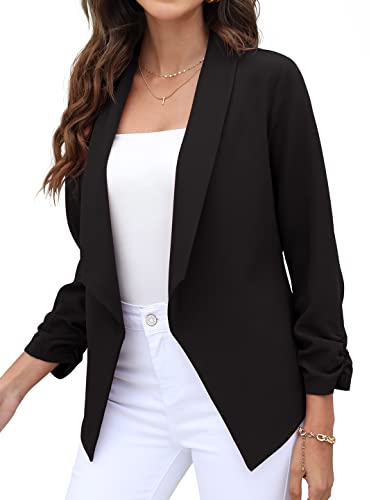 GRECERELLE Women's Cropped Blazer Jacket - Black