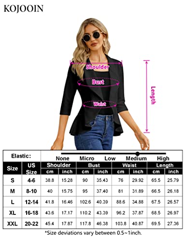 KOJOOIN Women's Ruffle Blazer Cardigan Jacket - Black