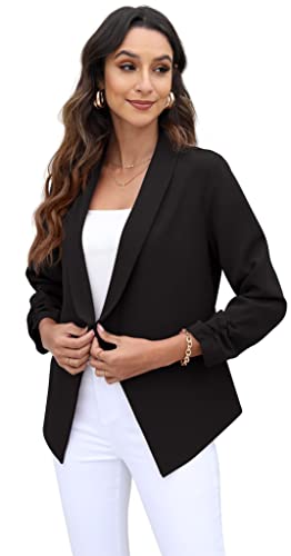 GRECERELLE Women's Cropped Blazer Jacket - Black