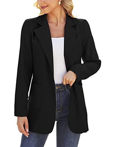 Dazosue Women's Black Open Front Blazer Jacket