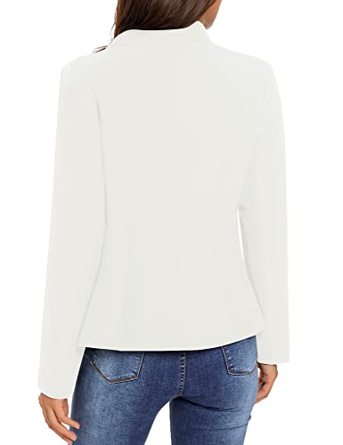 Luvamia Women's Solid Button Blazer - Medium White