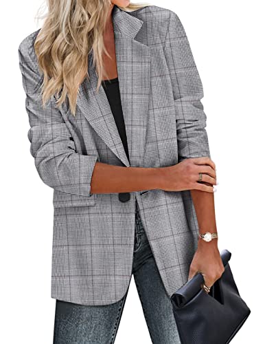 Women’s Plaid Blazer Jacket - Casual Stylish Design