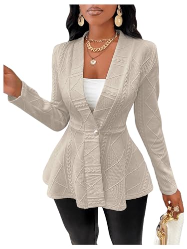 Milumia Women's Ruffle Hem Blazer Jacket - Khaki