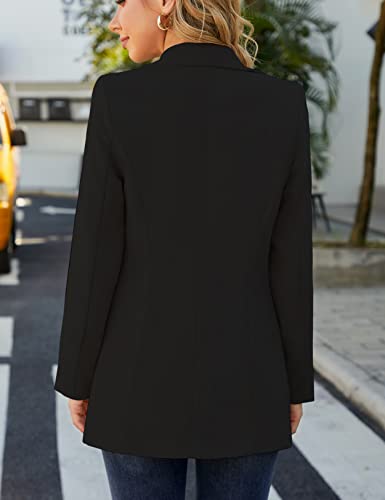 Dazosue Women's Black Open Front Blazer Jacket
