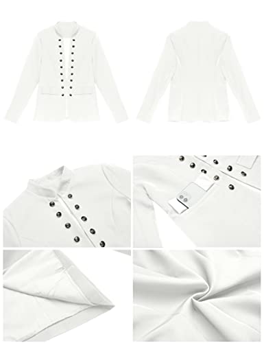 Luvamia Women's Solid Button Blazer - Medium White