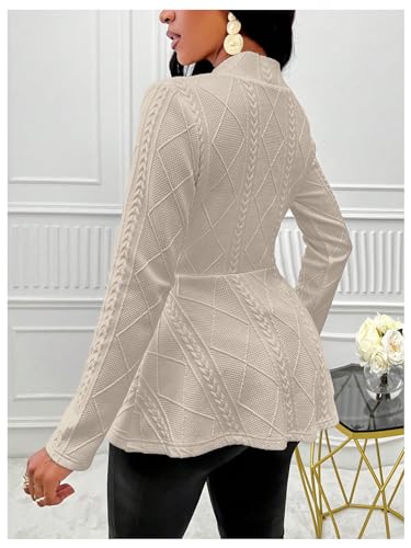 Milumia Women's Ruffle Hem Blazer Jacket - Khaki