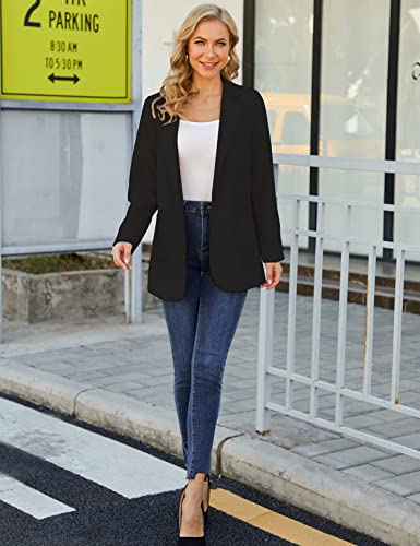 Dazosue Women's Black Open Front Blazer Jacket