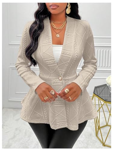 Milumia Women's Ruffle Hem Blazer Jacket - Khaki