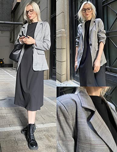 Women’s Plaid Blazer Jacket - Casual Stylish Design
