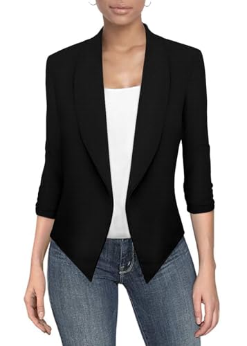 Lightweight Black Open Front Cardigan Blazer