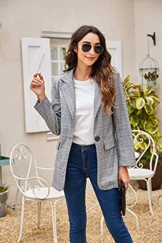 Women’s Plaid Blazer Jacket - Casual Stylish Design
