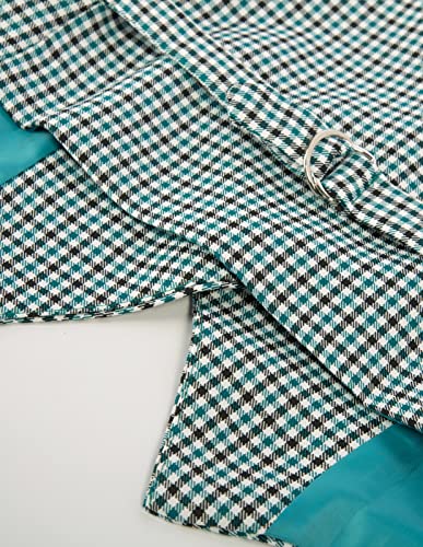 Vintage Teal Plaid Vest Blazer for Women