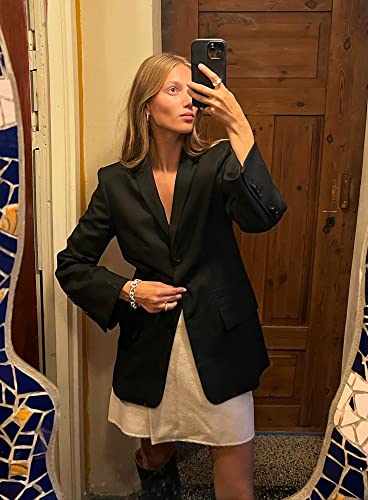 Women's Oversized Lapel Button Blazer Jacket