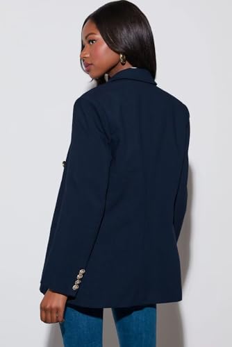 Dokotoo Women's Navy Blue Double Breasted Blazer