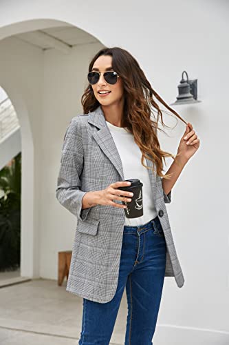 Women’s Plaid Blazer Jacket - Casual Stylish Design