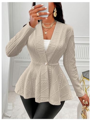 Milumia Women's Ruffle Hem Blazer Jacket - Khaki