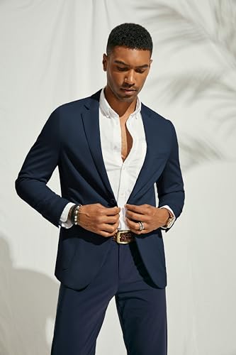 Men's Navy Lightweight Knit Blazer Jacket