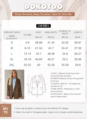 Dokotoo Women's Navy Blue Double Breasted Blazer