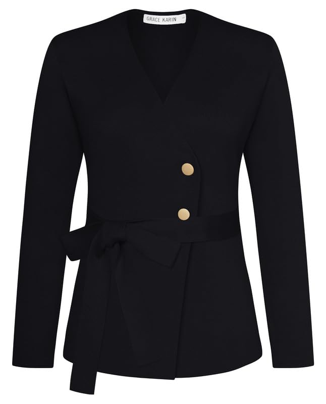 Women’s Black Long Sleeve Dressy Cardigan Blazer
