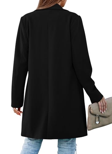 Prettygarden Women's Fall Long Blazer Jacket - Black