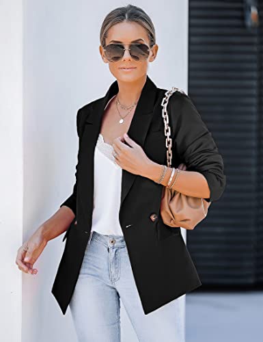 Luvamia Women's Black Oversized Lapel Blazer
