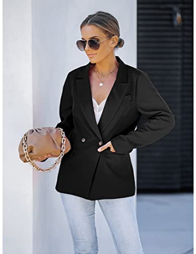 Luvamia Women's Black Oversized Lapel Blazer