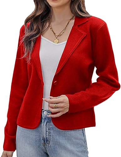 Red Cropped Blazer Jacket for Women