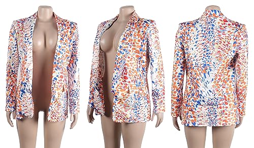 Women's Multicolor Open Front Casual Blazer