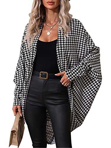 Houndstooth Oversized Blazer Jacket for Women