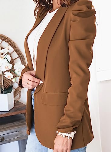 KIRUNDO Women's Puff Sleeve Casual Blazer Jacket