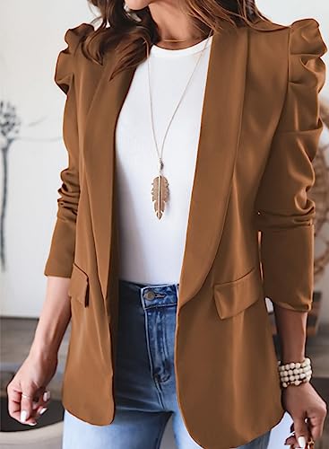 KIRUNDO Women's Puff Sleeve Casual Blazer Jacket