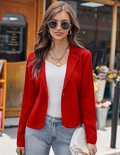 Red Cropped Blazer Jacket for Women
