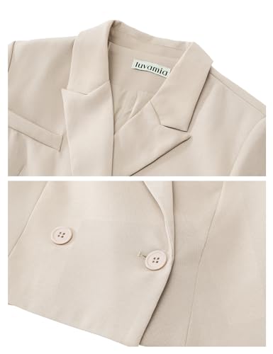 Luvamia Women's Cropped Blazer - Beige, Size Large