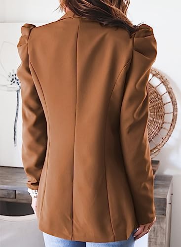 KIRUNDO Women's Puff Sleeve Casual Blazer Jacket