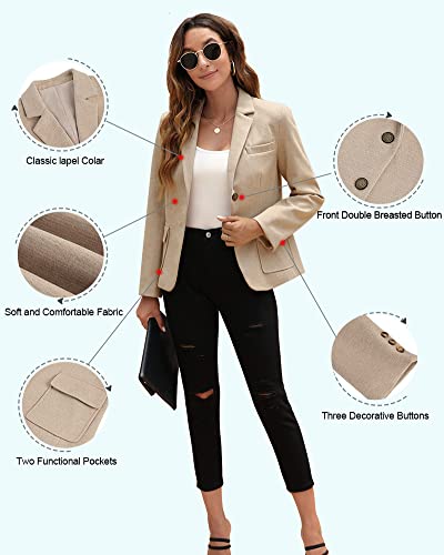 Women's Khaki Long Sleeve Casual Blazer Jacket