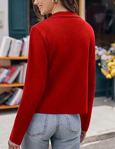 Red Cropped Blazer Jacket for Women