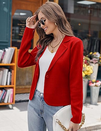 Red Cropped Blazer Jacket for Women