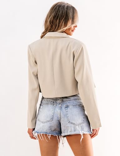 Luvamia Women's Cropped Blazer - Beige, Size Large
