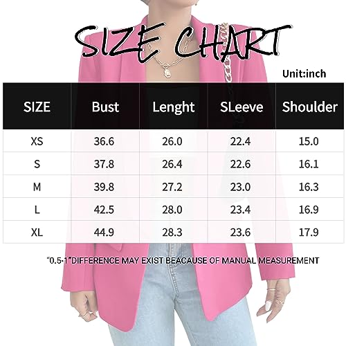 Women's Casual Open Front Blazer Jacket - Rose