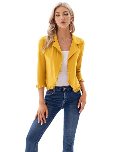 Grace Karin Women's Yellow Casual Blazer Jacket