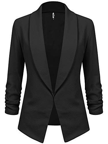 Women's Open Front Blazer Cardigan - Black XXL